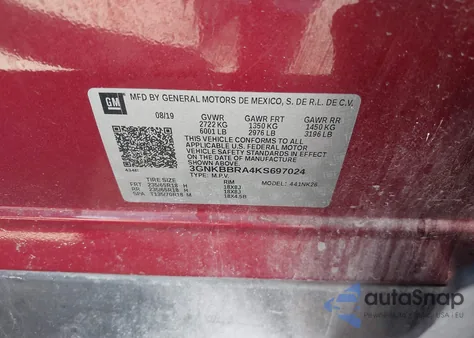 2019 Chevrolet Blazer from USA, damaged, VIN 3GNKBBRA4KS697024